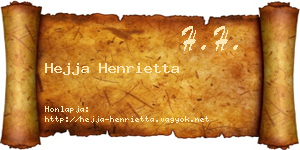 Hejja Henrietta névjegykártya